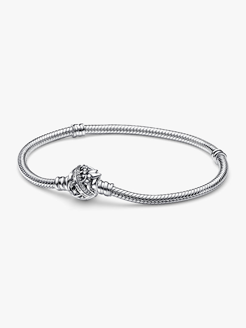 Pulsera en plata de ley Cadena de Serpiente con Cierre Campanilla de Disney