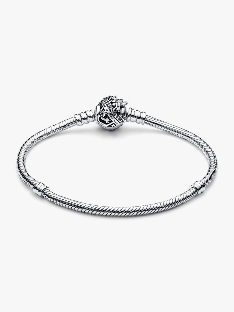 Pulsera en plata de ley Cadena de Serpiente con Cierre Campanilla de Disney
