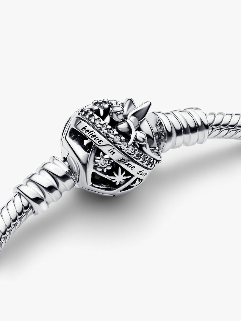 Pulsera en plata de ley Cadena de Serpiente con Cierre Campanilla de Disney