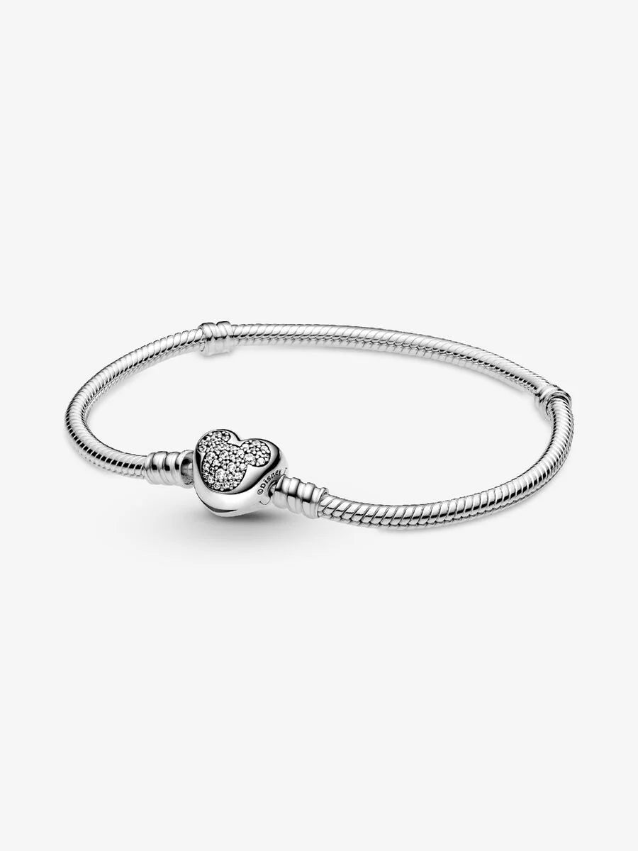 Pulsera Cadena de Serpiente Cierre Corazón Mickey Mouse de Disney
