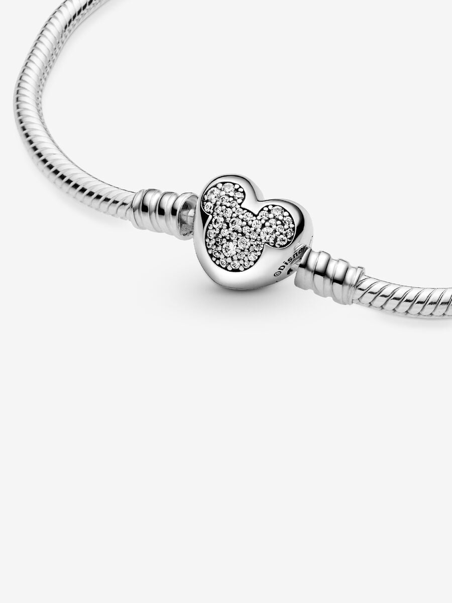 Pulsera Cadena de Serpiente Cierre Corazón Mickey Mouse de Disney
