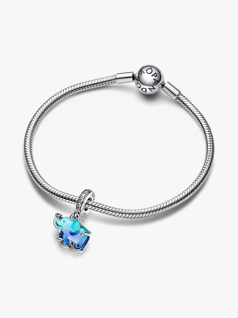 Charm Colgante de Cristal de Murano Azul Elefante