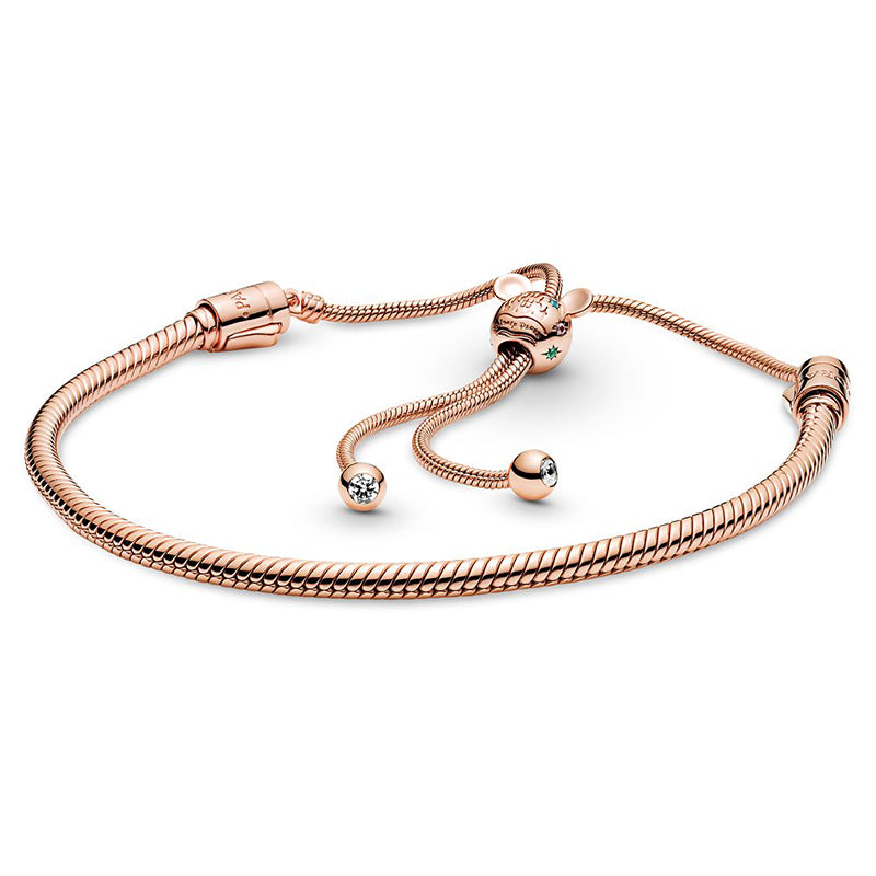 Pulsera con cierre deslizante Castillo de Mickey en oro rosa de Disney