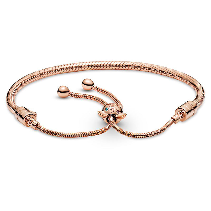 Pulsera con cierre deslizante Castillo de Mickey en oro rosa de Disney