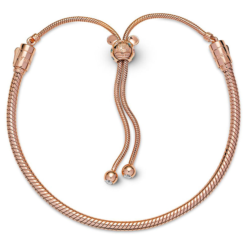 Pulsera con cierre deslizante Castillo de Mickey en oro rosa de Disney