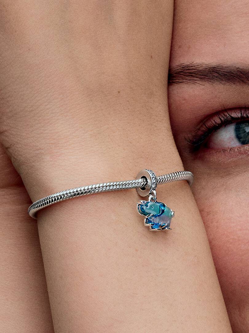 Charm Colgante de Cristal de Murano Azul Elefante