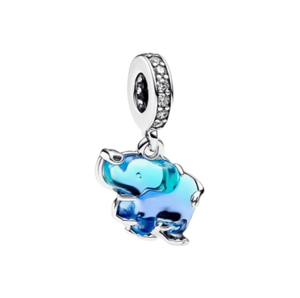 Charm Colgante de Cristal de Murano Azul Elefante